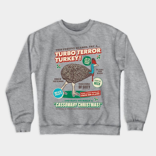 Cassowary Christmas Turbo Terror Turkey Crewneck Sweatshirt by dumbshirts